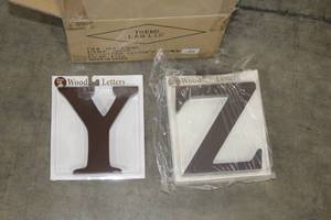 lot 667 image: Lot of (14) Trend Lab Wood Letter Y and Z Wall Dcor (in original packaging)