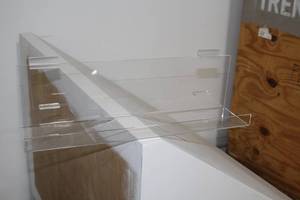 lot 480A image: Lot of (33) Plastic Slatwall Shelving 24x6x6
