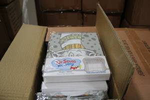 lot 700 image: Lot of (3 Boxes) Trend Lab Dr. Seuss Nursery Peek A Boo Cat Window Valance 12-count 56x15