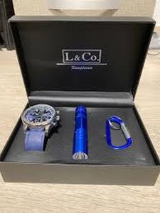 L & Co. Timepieces Watch Set, Blue  Mens