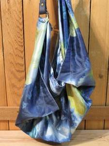Heathers Closet Tie-Dye Scarf Hobo Bag w Faux Leather Handle  Navy