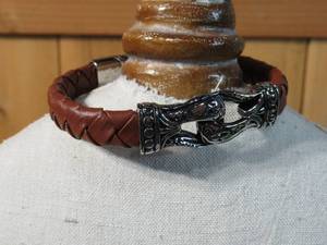 Invicta Jewelry Mens 8.5 Stainless Steel & Braided Leather Bracelet