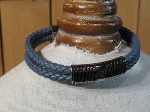 Invicta Jewelry LadiesMens Stainless Steel 8.25 Double Row Braided Leather Bracelet  Gray