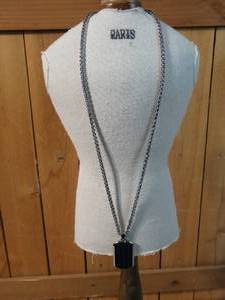 Invicta Jewelry Stainless Steel and Carbon Fiber Dog Tag Necklace  Blue  24