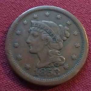 1853 Braided Hair Large Cent
