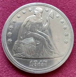1847 Liberty Seated Silver Dollar - WOW