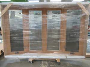 Simonton 6500 Series 96 in x 62 in x 15 12 in 4 Lite Casement Bow Window White Vinyl Exterior, Finished Interior