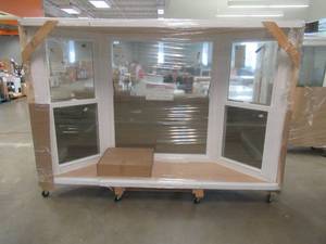 Simonton 6500 Series 98 12 in x 62 12  in x 27 12 in Bay Window White Vinyl Interior & Exterior - 2 Double Hung Sides