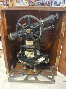 lot 59 image: K&E Deuffel & Esser Engineers Mining Transit (with tripod and gauge stick)