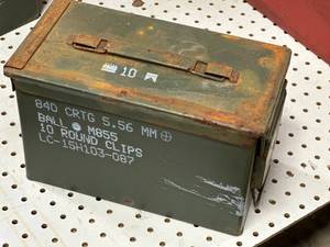 lot 97 image: Genuine .50 cal Metal Ammo Box  Can