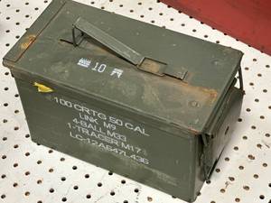 lot 98 image: Genuine .50 cal Metal Ammo Box  Can
