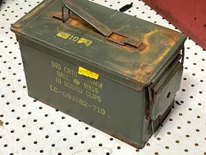 lot 99 image: Genuine .50 cal Metal Ammo Box  Can