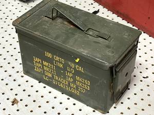 lot 101 image: Genuine .50 cal Metal Ammo Box  Can