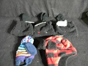 lot 73 image: Lot of 5 Cat & Jack Hats (4 Come with Mittens) Various Sizes - Newborn  12M - 24M