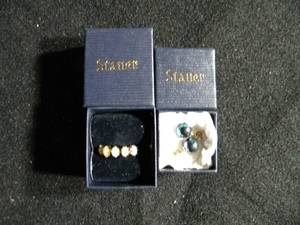 lot 152 image: Five Star Opal Anniversary Ring Size 10  Tahiti Black Peacock Earrings