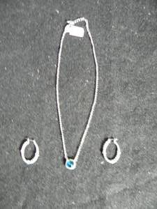 lot 171 image: Silver Hoop Earrings with Necklace