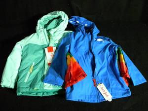 lot 174 image: Brand New with Tags Cat and Jack Girls Jackets Size 4T One Green, One Blue with Rainbow