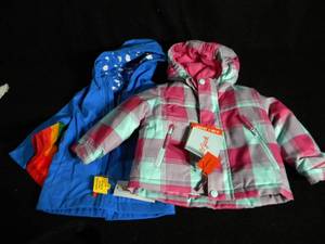 lot 204 image: Brand New Lot of 2 Cat & Jacks Girls Jackets with Hoods 12M
