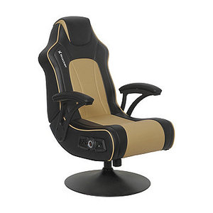lot 109 image: Brand New X Rocker Torque 2.1 Dual Audio Pedestal Gaming Chair with Vibration - Gold