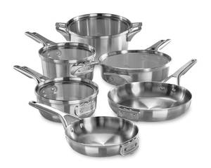 lot 120 image: Brand New Calphalon Premier Space Saving 10-Pc. Stainless Steel Cookware Set