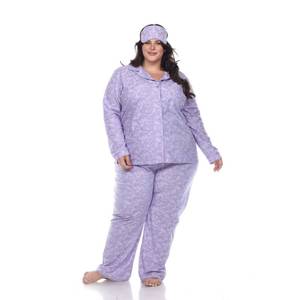 lot 94 image: Brand New White Mark Womens Plus Pajama Set with Sleep Mask Size 2XL