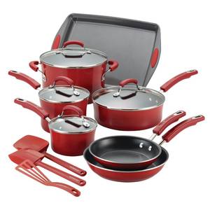 lot 181 image: Brand New Rachael Ray Classic Brights Kitchen in a Box 14-Pc. Nonstick Aluminum Cookware Set
