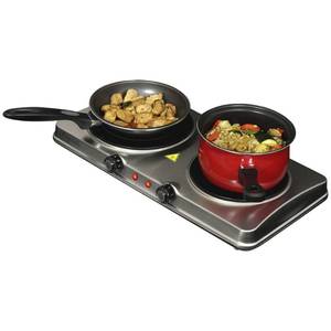 lot 194 image: Brand New MegaChef Portable Dual Vitro-Ceramic Infrared Cooktop