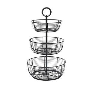 lot 251 image: Brand New Gourmet Basics by Mikasa Round Wrap 3-Tier Basket - Black