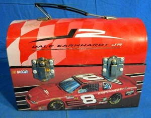 lot 208 image: NASCAR Dale Earnhardt Jr #8 Budweiser Metal Lunch Box No Thermos  1998 Hot Wheels 1st Edition Set of 5