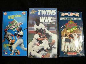 lot 213 image: Twins World Series VHS Tapes 1987, 1991, 1997 plus Brand New Maxwell GX-Silver T-120 VHS Blank Tapes Set of 5