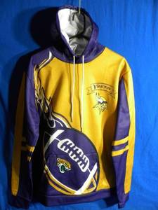 lot 238 image: NFL Minnesota Vikings Fire Ball Purple Gold Pullover Hoodie XXL