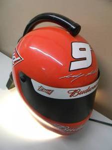lot 5 image: Budweiser Beer - Wall Mounted Light #9 Kasey Kahne NASCAR Full Size Racing Helmet - NICE - WORKS - VERY COOL PIECE - SEE PICTURES