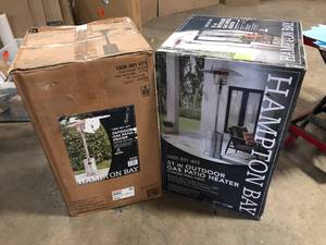 Hampton Bay  48K BTU Stainless Steel Patio Heater with Wheels, Lot of 2, Review all pictures