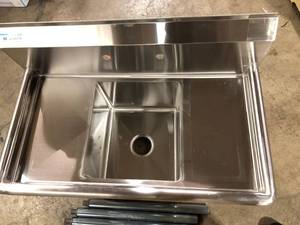 KoolMore 1 Compartment Stainless Steel NSF Commercial Kitchen Prep & Utility Sink with 2 Drainboards  Open Box, Review all pictures