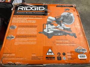 RIDGID  15 Amp Corded 12 in. Dual Bevel Sliding Miter Saw with 70 Deg. Miter Capacity and LED Cut Line Indicator, Open box, Review all pictures