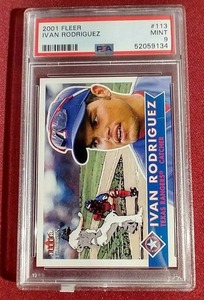 lot 2 image: Slabbed HOFer - 2001 Fleer Ivan Rodriguez PSA9