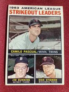 lot 18 image: 1964 Topps Strikeout Leaders Card - 2 Twins
