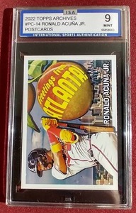 lot 32 image: 2022 Topps Archives Postcards Ronald Acuna - ISA 9