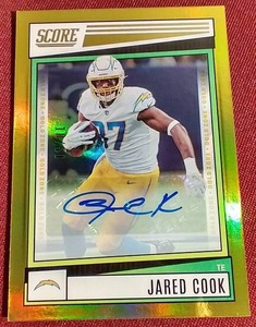 lot 48 image: 2022 Score Gold Zone Jared Cook Autograph Card - #d50