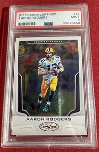 lot 94 image: 2017 Panini Certified Aaron Rodgers Card - PSA 9