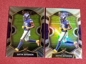 lot 95 image: (2) 2020 Select Justin Jefferson Rookie Cards - Base & Prizm