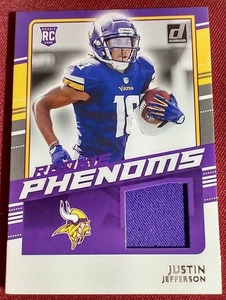 lot 120 image: 2020 Donruss Phenoms Justin Jefferson Jersey Rookie Card