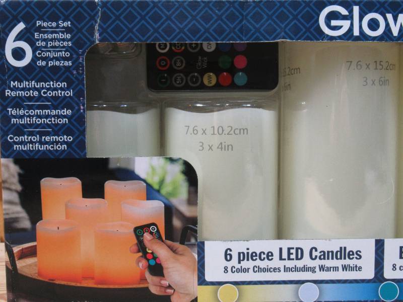 Glow Wick Color Changing Wax LED Candles, 6-piece Set