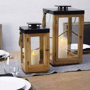 lot 40 image: Mikasa Mango Wood Lantern Set, 2-piece
