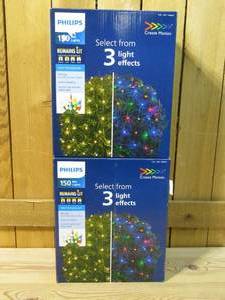 lot 33 image: (2 sets) PHILIPS 150 LED Color Changing LED Mini Net Lights on Green Wire - UL Listed for IndoorOutdoor Use - 6 by 4 Lighted Area - String Lights for Christmas Decorating