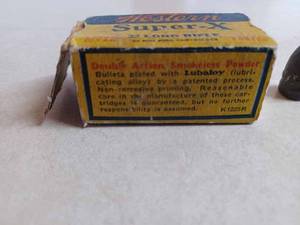 Civil War Era or Later Lead Bullet and and a Vintage Western Super-X .22 Long Rifle Box (Empty) in Poor Condition