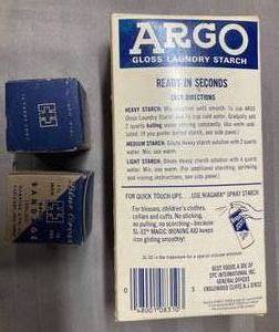 Vintage Unopened Box of Argo Gloss Laundry Starch and Two Vintage Boxes of Blue Cross Gauze Bandages