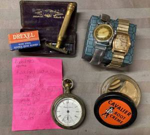 Four Vintage Watches - Two Mens Wristwatches and Two Ladys Wristwatches including a Hampden 10k Gold Filled and 1902 Pocket Watch