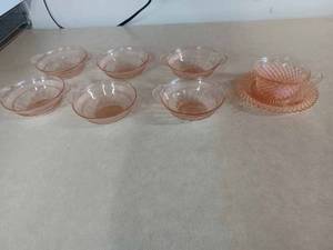 Large Ornate Set of Colored Dinnerware and Serving Pieces