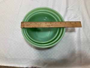 Four-Piece Set of Vintage 6-inch, 7-inch, 8-inch, and 9-inch Jade Color Mixing Bowls